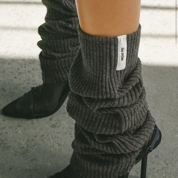 Joah Brown Accessories - Joah Brown Charcoal Ribbed Slouchy Leg Warmers